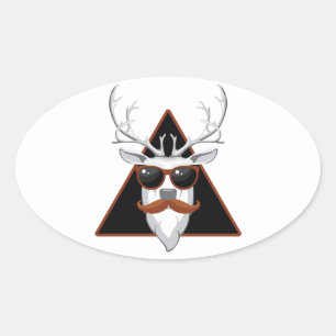 Adesivo Oval Hipster Antler Art