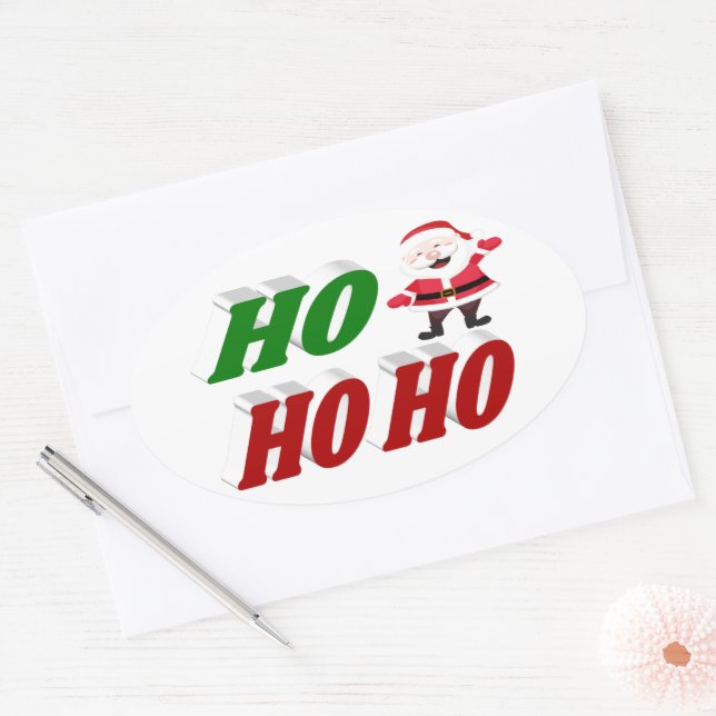 Adesivo Oval Ho Ho Santa Claus (Envelope)