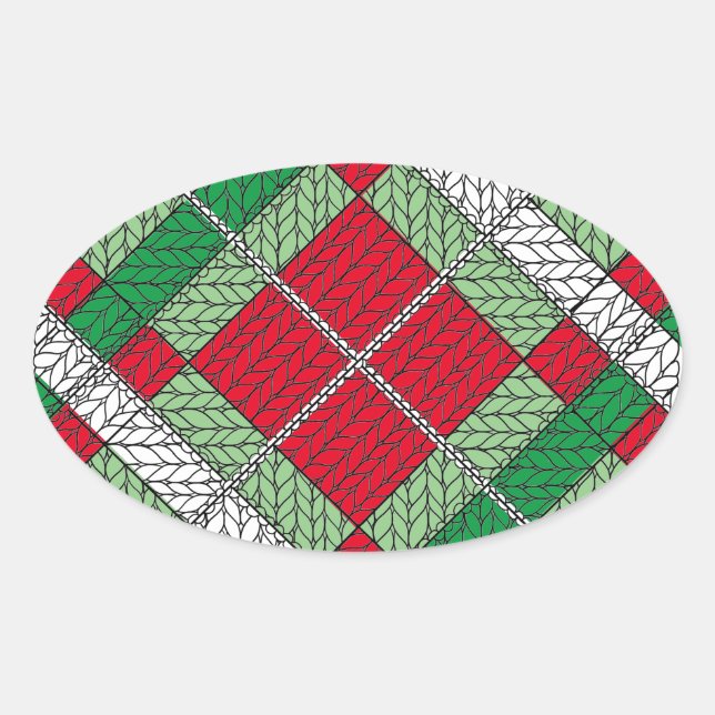 Adesivo Oval HOLIDAY ARGYLE KNIT Oval Stickers (Frente)
