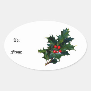 Adesivo Oval Holly Berry Oval Stickers
