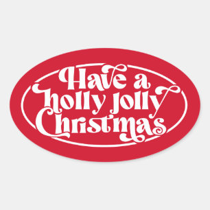 Adesivo Oval Holly Jolly SMS de Natal