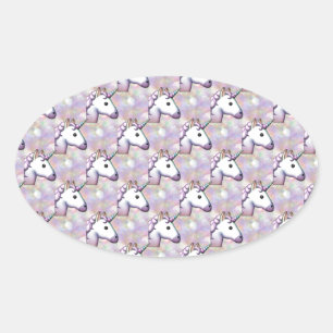 Adesivo Oval holograma unicorn emoji