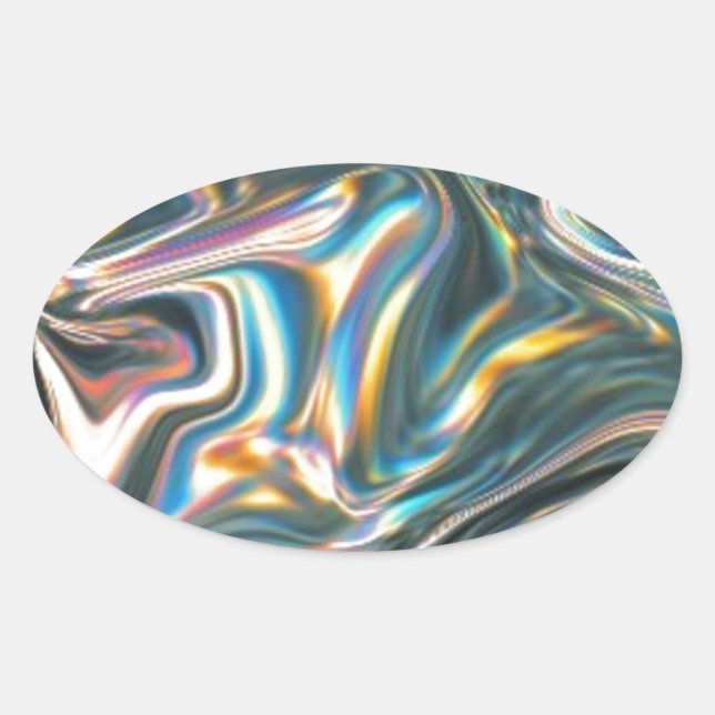 Adesivo Oval Holographic Chrome (Frente)