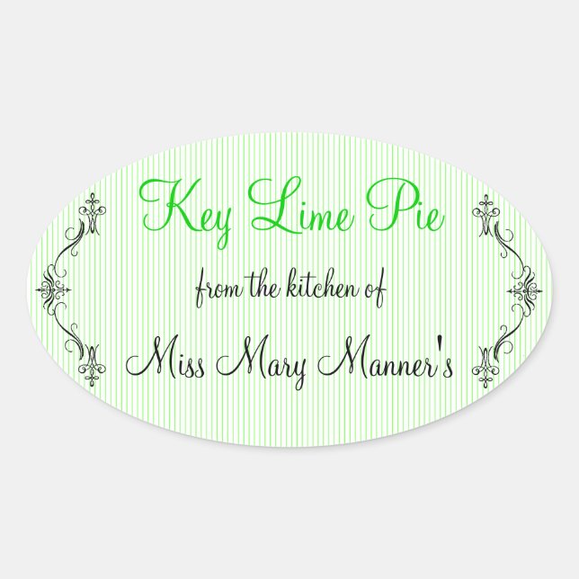 Adesivo Oval Homemade de faixas de limão (Frente)