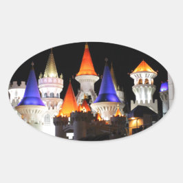 Adesivo Oval Hotel Castle Las Vegas Jogando Vegas Colorida