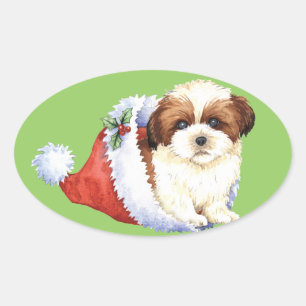 Adesivo Oval Howlidays feliz Shih Tzu