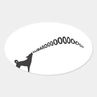 Adesivo Oval Howling Subaru Dog