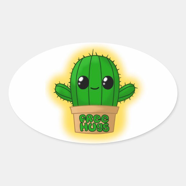 Adesivo Oval Huggable Cactus (Frente)