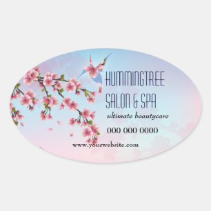 Adesivo Oval Hummingbird no Promocional de Cherry Blossomo