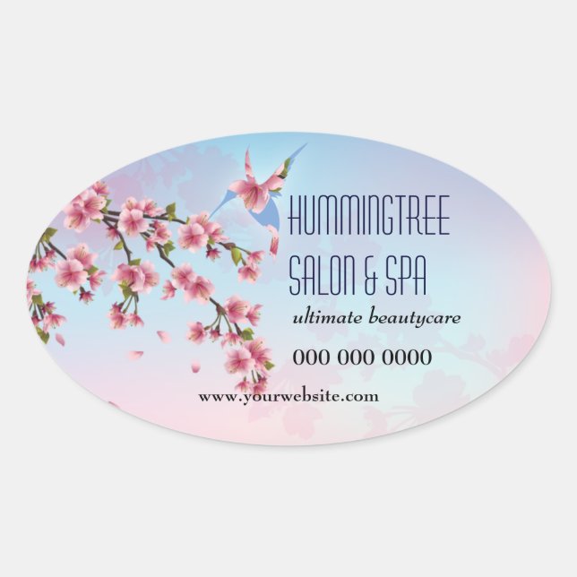 Adesivo Oval Hummingbird no Promocional de Cherry Blossomo (Frente)