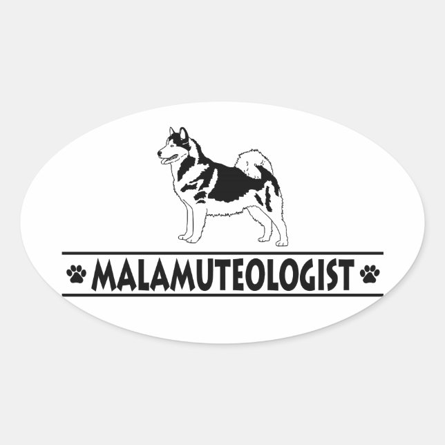 Adesivo Oval Humorous Alaskan Malamute (Frente)