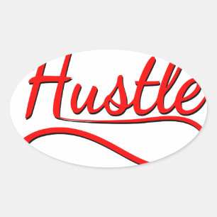 Adesivo Oval Hustle Typografia Art