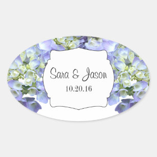 Adesivo Oval Hydrangea roxo casamento personalizado