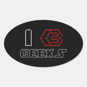 Adesivo Oval I Heart Geeks ASCII ART