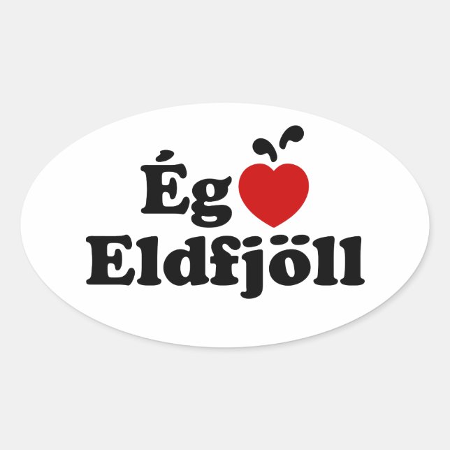 Adesivo Oval I Heart (Love) Volcanoes [Ég Elska Eldfjöll] (Frente)