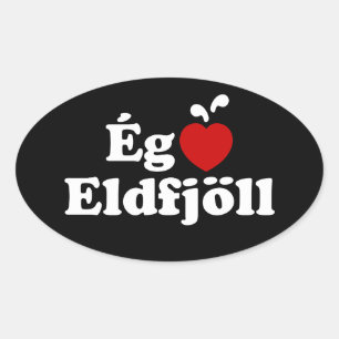 Adesivo Oval I Heart (Love) Volcanoes [Ég Elska Eldfjöll]