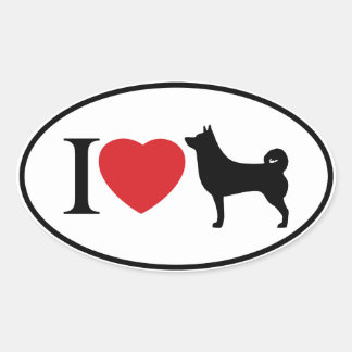 Adesivo Oval I Heart Shiba Inu - Vinheta Oval
