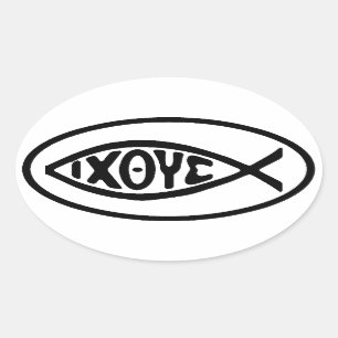 Adesivo Oval Ichthus Fish Symbol Oval Bumpers