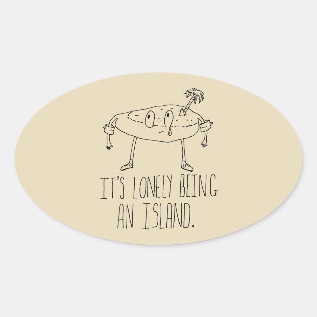 Adesivo Oval Ilha Cartoon (Frente)