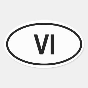 Adesivo Oval Ilhas Virgens dos EUA "VI"
