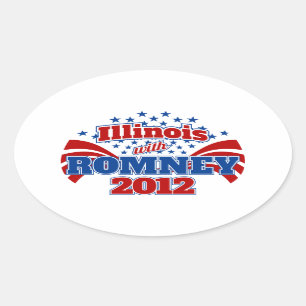 Adesivo Oval Illinois com Romney 2012