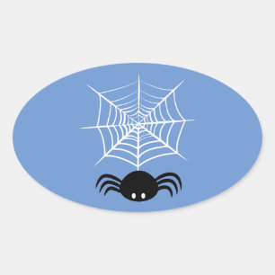 Adesivo Oval Ilustração Assustadora de Aranha de Halloween