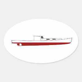 Adesivo Oval Ilustração das Cores do Barco de Lagosta de Maine-