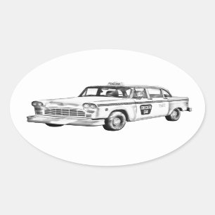 Adesivo Oval Ilustração de Tabulação de Táxis do Verificad