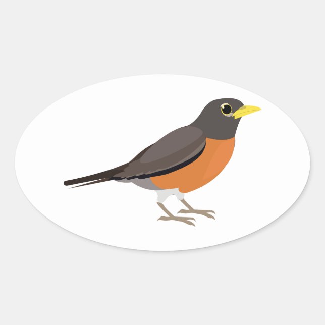 Adesivo Oval Imagem Robin Americana (Frente)