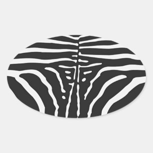 Adesivo Oval Impressão Autêntica de Pele de Zebra - faixa preta
