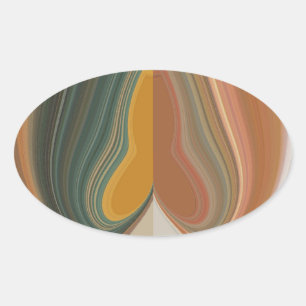 Adesivo Oval Impressão de Abstrato de Arte Retroativa