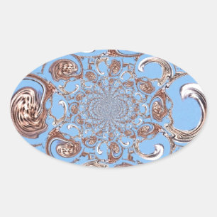 Adesivo Oval Impressão de Arte de Caleidoscópio Vintage