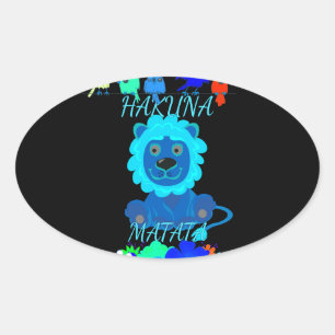 Adesivo Oval Impressão de Arte de Leão Hakuna Matata