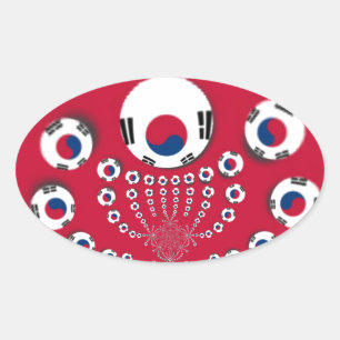 Adesivo Oval Impressão de Arte do Caleidoscópio da Coreia do Su