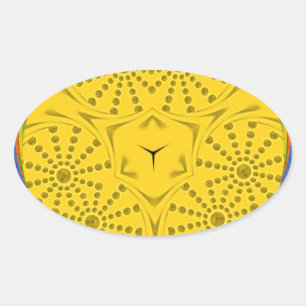 Adesivo Oval Impressão de arte egípcia com Design de quadros ch