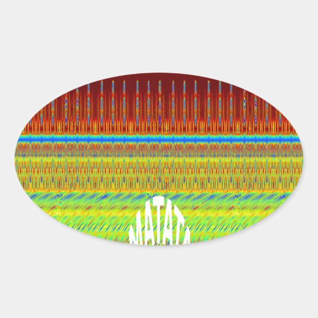 Adesivo Oval Impressão de Arte Geométrica Colorida (Frente)