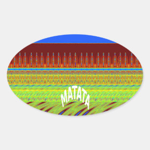 Adesivo Oval Impressão de Arte Geométrica Colorida