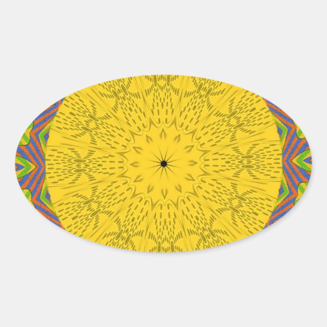 Adesivo Oval Impressão de arte-padrão egípcia (Frente)