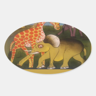 Adesivo Oval Impressão de Arte Tripartida Africana