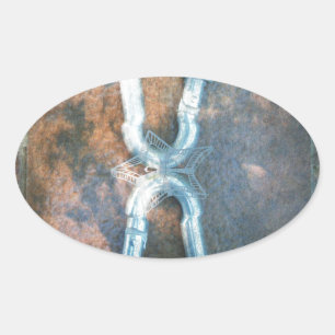 Adesivo Oval Impressão de Artes de Carabiners Vinculados