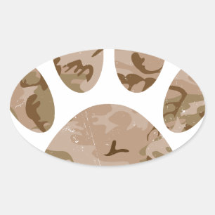 Adesivo Oval Impressão de Canais de Cães do Deserto Desertado