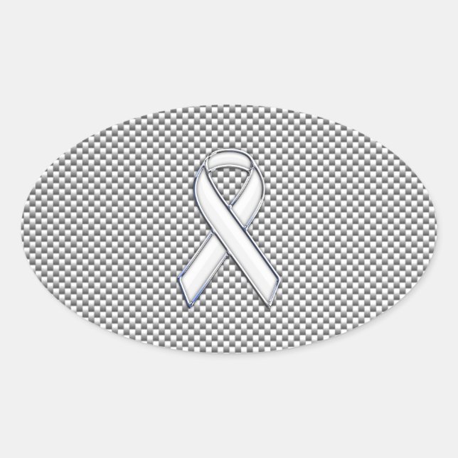Adesivo Oval Impressão de fibra de carbono branca para sensibil (Frente)