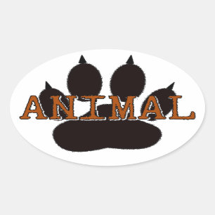 Adesivo Oval Impressão de Paw Animal Preto