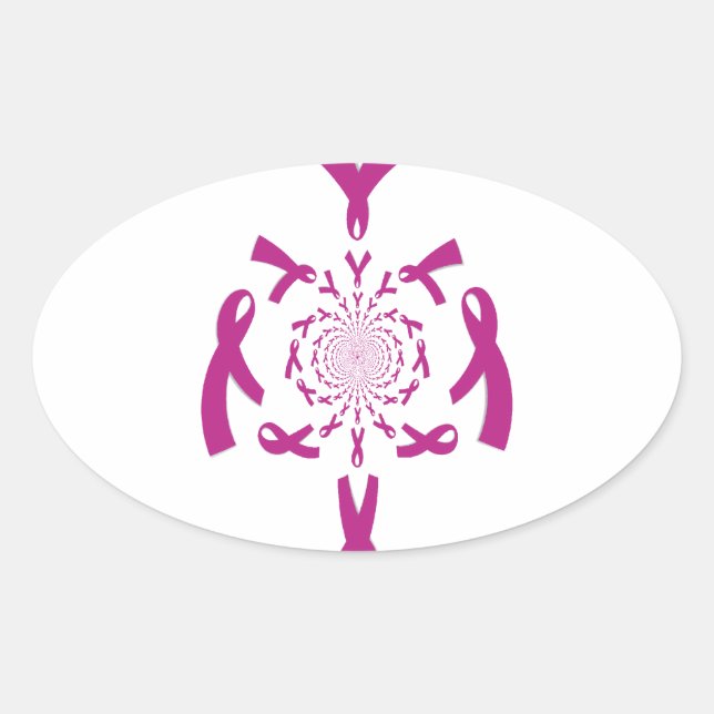 Adesivo Oval Impressão de Sensibilização do Cancer (Frente)