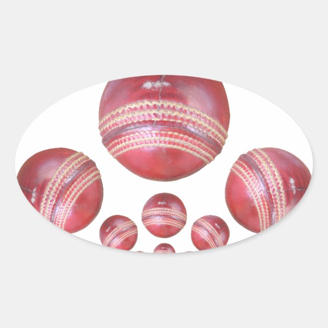 Adesivo Oval Impressão do Cricket Ball do Sports Lover (Frente)
