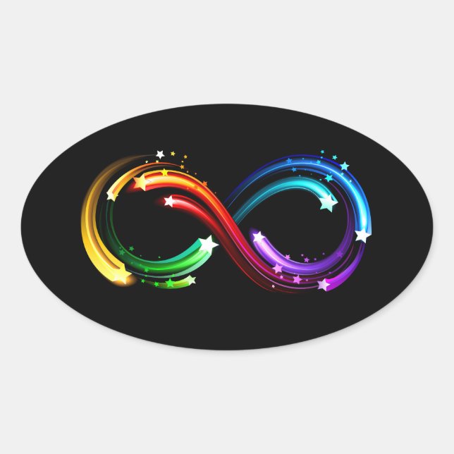 Adesivo Oval Infinity symbol of rainbow comets (Frente)