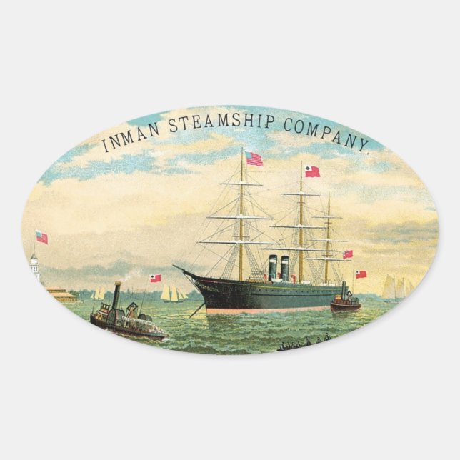 Adesivo Oval Inman Steamship Company (Frente)