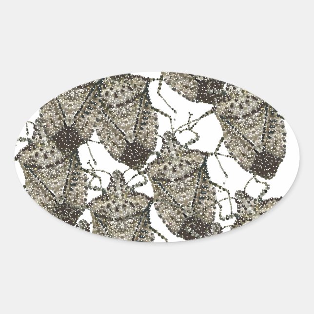 Adesivo Oval Insetos de rosa encandeados (Frente)