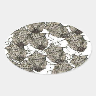 Adesivo Oval Insetos de rosa encandeados