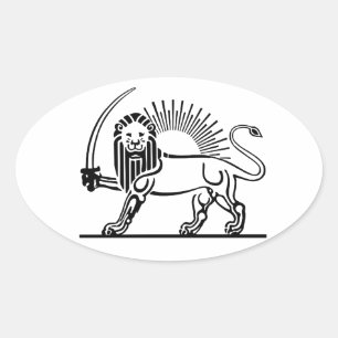 Adesivo Oval Iran Lion & Sun (Shir-O-Khorshid)